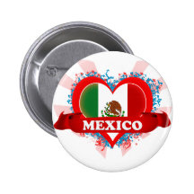Vintage eu amo México Botons