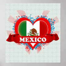 Vintage eu amo México Impressão
