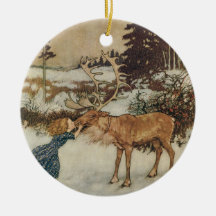 Vintage Gerda e a rena por Edmund Dulac Ornamento Para Arvore De Natal