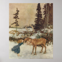 Vintage Gerda e a rena por Edmund Dulac Poster