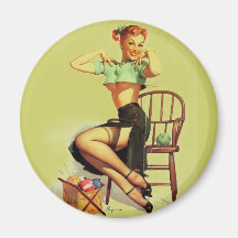 Vintage Gil retro Elvgren que faz malha o Pin acim