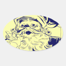 VINTAGE PAPAI NOEL ADESIVOS OVAL