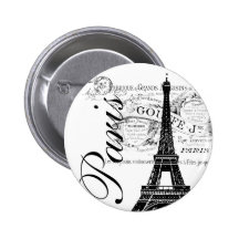 Vintage Paris & etiqueta da torre Eiffel Botons