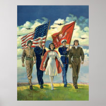 Vintage patriótico, pessoal militar poster