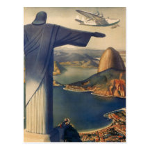 Vintage Rio de Janeiro, cristo a estátua do redent Cartao Postal