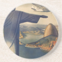 Vintage Rio de Janeiro, cristo a estátua do redent Porta-copos