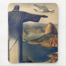 Vintage Rio de Janeiro, cristo a estátua do redent Mousepads
