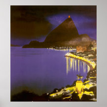 Vintage Rio de Janeiro na noite Impressão