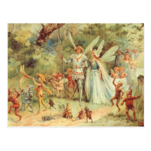 Vintage Thumbelina e príncipe Casamento na florest Cartoes Postais