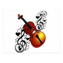 Violino, amante em Heart_ Cartoes Postais