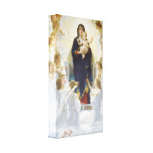 Virgem Maria e Jesus com anjos Impressão De Canvas Esticadas