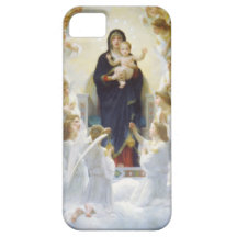 Virgem Maria e Jesus com anjos Capa De iPhone 5 Case-Mate