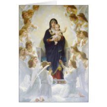 Virgem Maria e Jesus com anjos Cartões