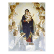Virgem Maria e Jesus com anjos Cartões Postais