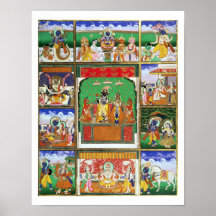 Vishnu no centro de seus dez avatars, Jaipur, R Poster
