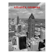 Vista aérea de Atlanta, Geórgia em preto e branco Cartão Postal
