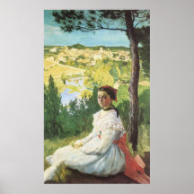 Vista da vila, Frédéric Bazille Impressão