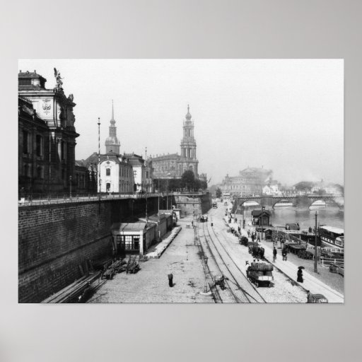 Vista de Dresden do Bruehlsche Terrasse Poster