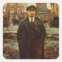 Vladimir Ilyich Lenin em Smolny, c.1925 Adesivo Em Forma Quadrada