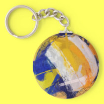Voleibol de praia da arte abstracta porta chaves