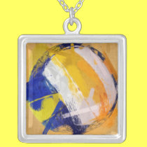 Voleibol de praia da arte abstracta colares