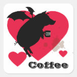 Voo leitão com café adesivo quadrado
