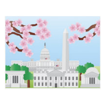 Washington DC com cartão das flores de cerejeira Cartoes Postais