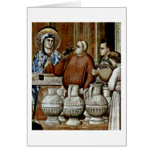 Wedding no detalhe de Cana por Giotto Di Bondone Cartoes