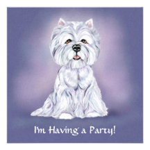 Westie senta-se convites