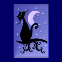 widep da meia-noite do poster do gatinho pôsteres