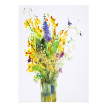 Wildflowers. Watercolor. Convites Personalizado