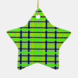 Xadrez amarela e verde azul moderna enfeite para arvore de natal