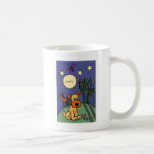 XX- cão de Terrier da arte popular sob a lua e as  Caneca