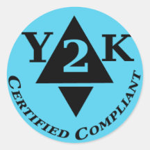 Y2k certificado complacente adesivo redondo