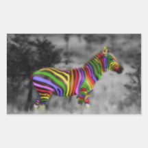 Zebra do arco-íris adesivo em formato retângular
