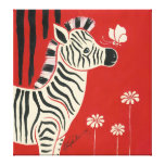 Zebra, margaridas & borboleta impressão de canvas envolvida