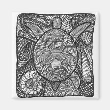 zentangle turtle imãs de geladeira