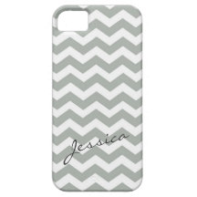 Ziguezague cinzento elegante da viga com nome capa de iPhone 5 Case-Mate