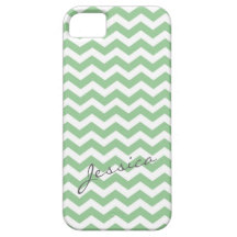 Ziguezague na moda da viga do verde limão com nome iPhone 5 capa