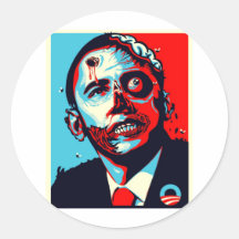 zombi de obama adesivo em formato redondo
