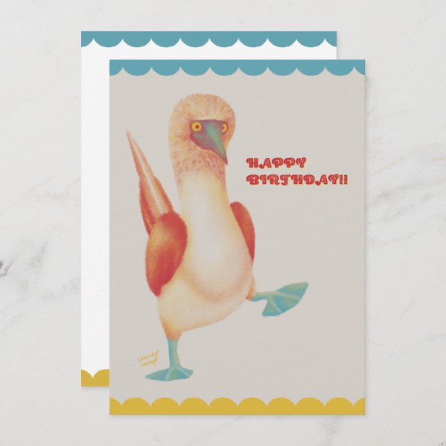 フラットカード バースデー Birthday Card -Blue-footed Boody- (Frente/Verso)