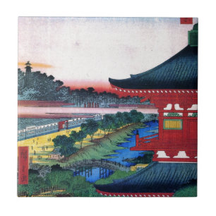 増上寺, templo vermelho do 広重, Hiroshige, U
