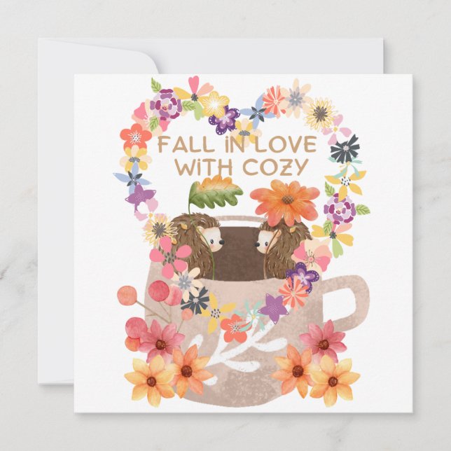 恋に落ちるハリネズミフラットカード (Frente)