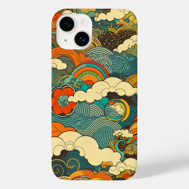 日本の伝統的なヴィンテージデザインを使用したアート作品　雲 (Verso)