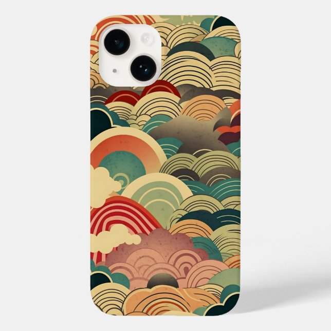 日本の伝統的なヴィンテージデザインを使用したアート作品　雲 (Verso)