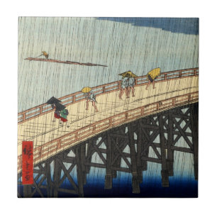 突然の雨, chuva repentina do 広重, Hiroshige