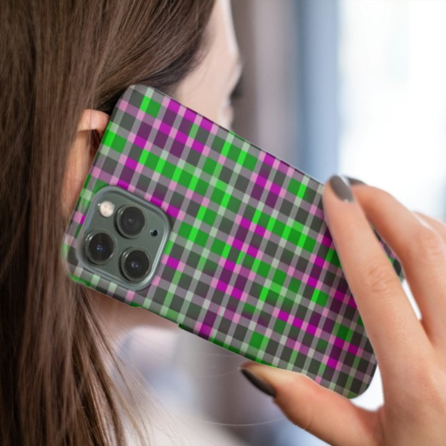 緑、黒、グレー、ピンクのチェック柄 (Criador carregado)