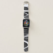 "魅惑の和風輝き - 白黒モノグラムと洗練された着物デザインのApple Watchバンド