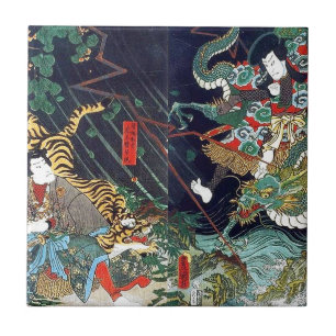 龍 虎, 豊 Dragão e Tiger, Toyokuni, Ukiyo-e