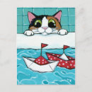 Pesquisar por pintura gato cartoes postais Ilustração de gato